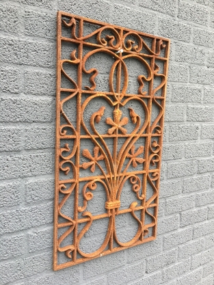 Cast iron door-window grille, wall ornament, beautiful wrought iron piece!